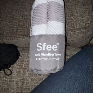 White and Gray Microfiber Beach Towel